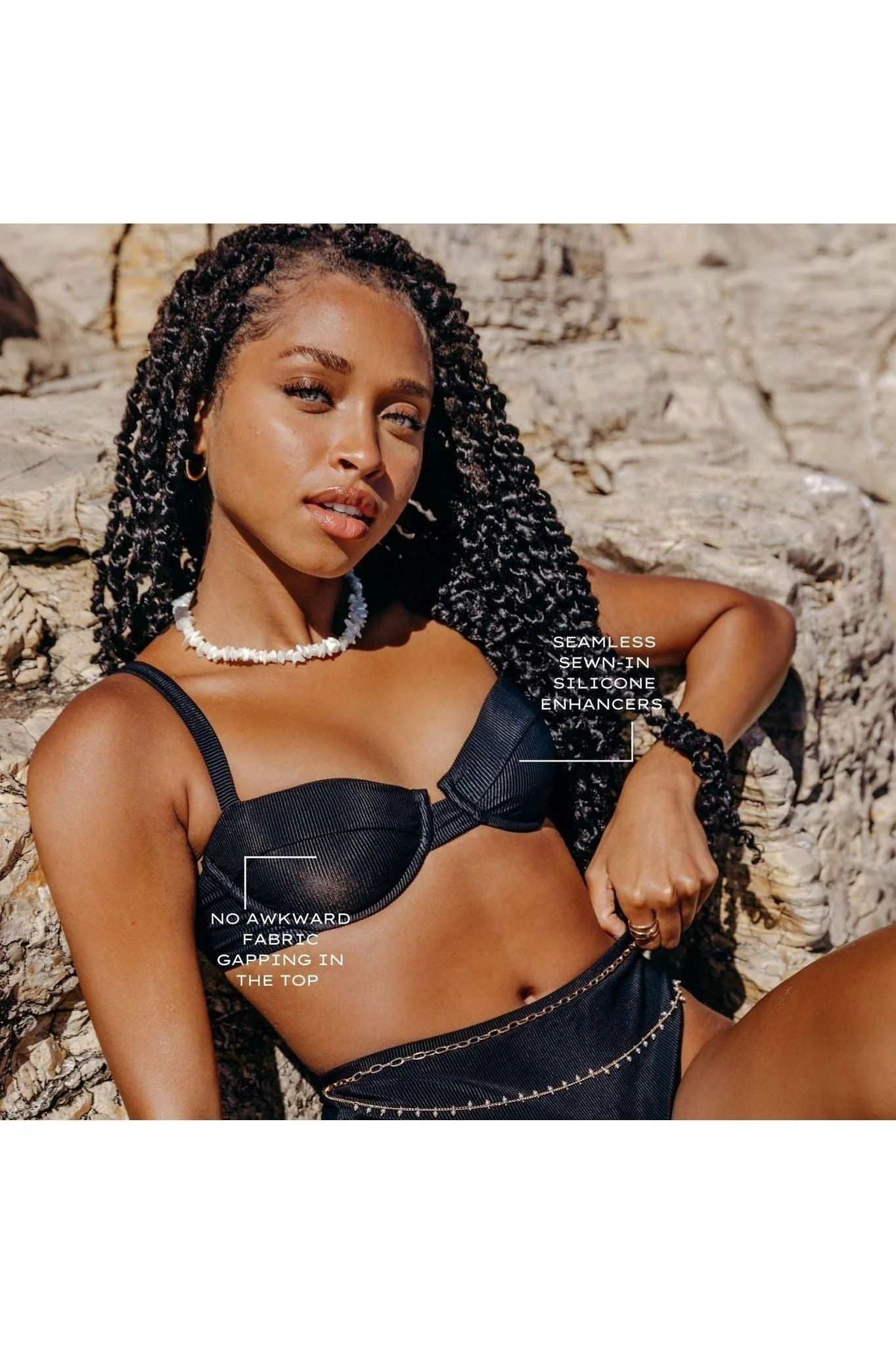 Push - Up Montauk Balconette Bikini Top - Onyx Black Ribbed - Image 4