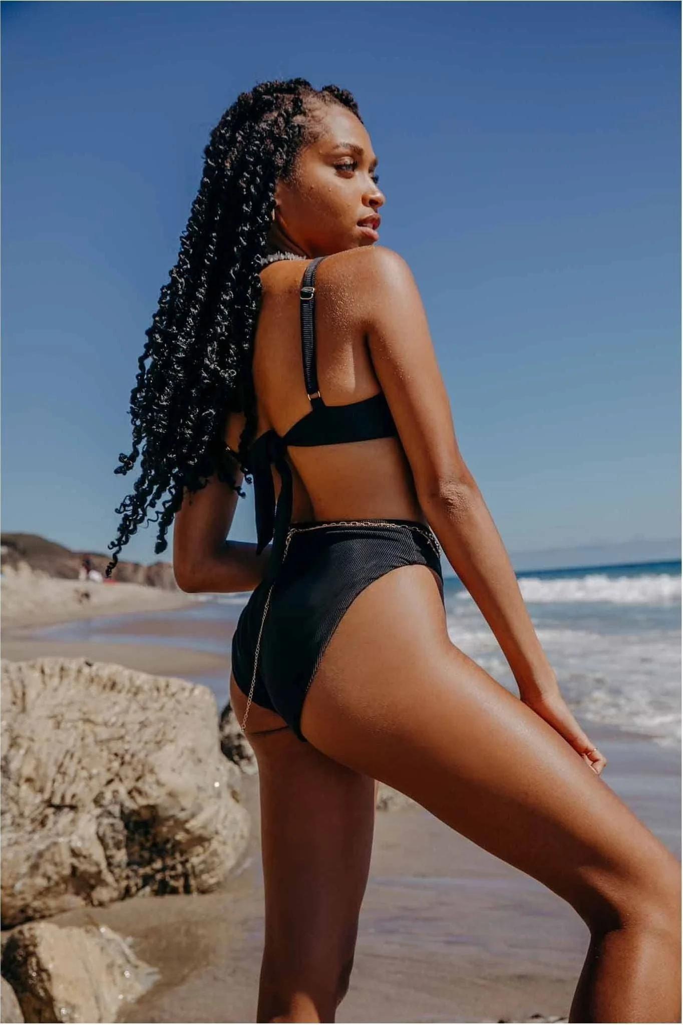 Push - Up Montauk Balconette Bikini Top - Onyx Black Ribbed - Image 7