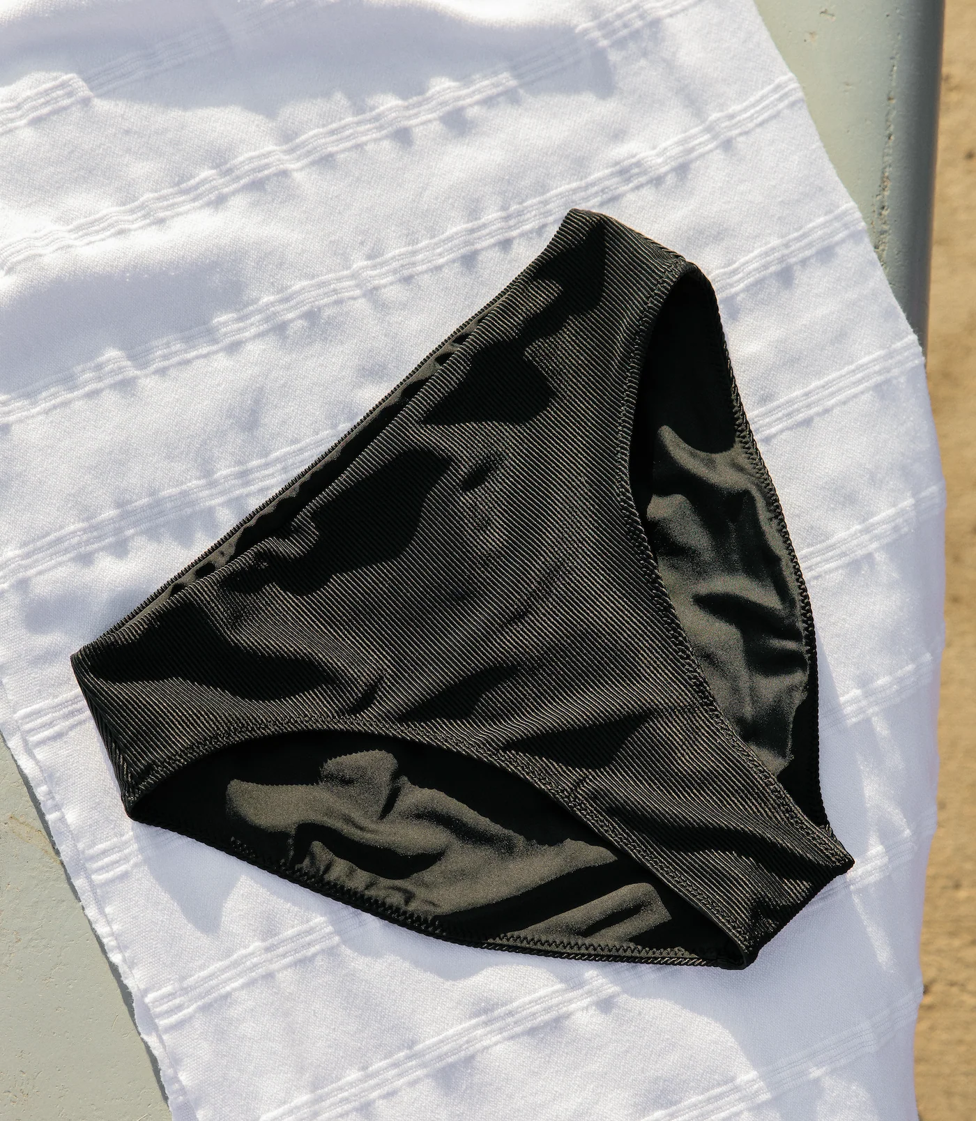 High Waist Keys Bikini Bottoms - Black Ribbed - Image 3