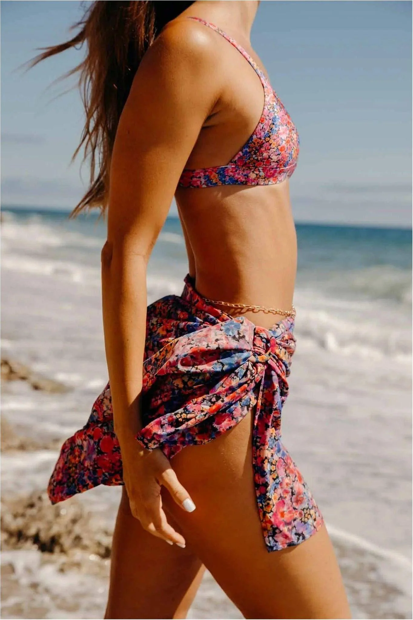 Short Wrap Sarong with Buckle - Tropical Punch - Image 3