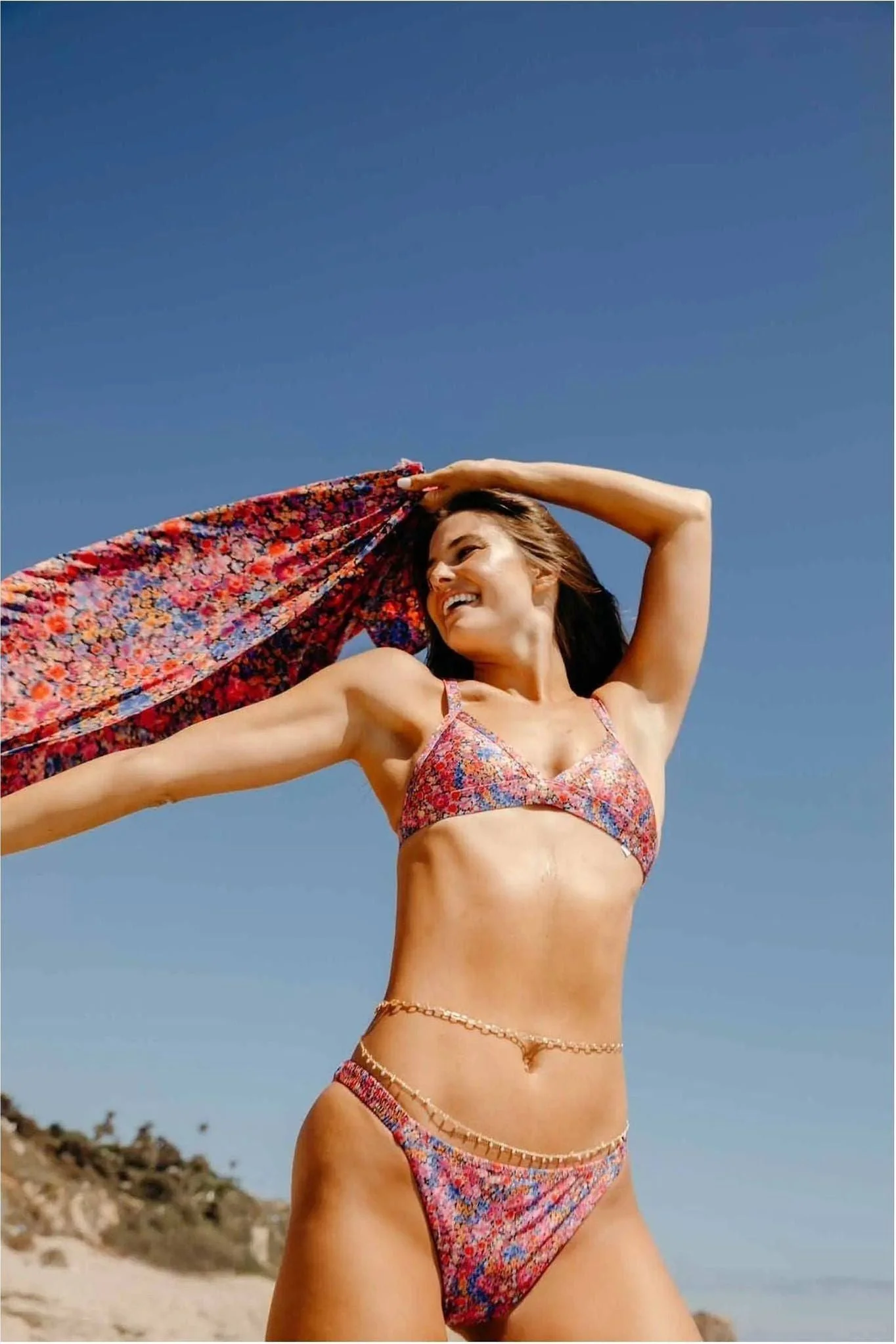 Short Wrap Sarong with Buckle - Tropical Punch - Image 4